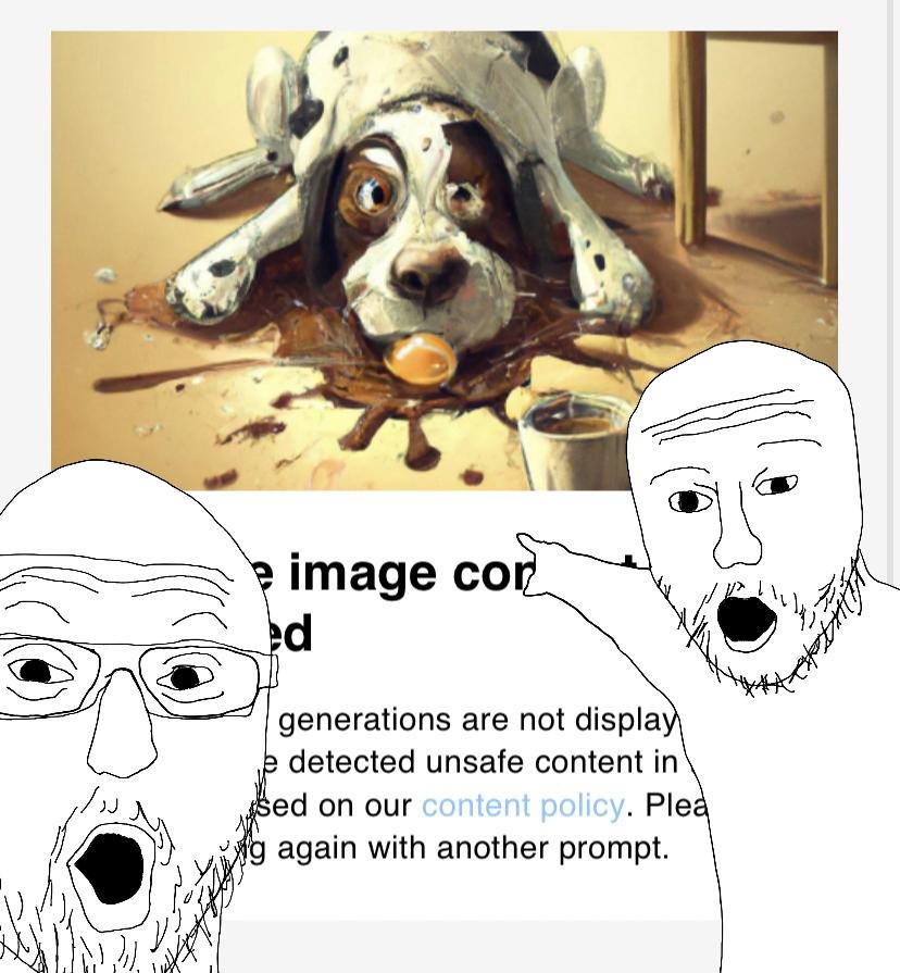 Hassunhauska koirakuva, jolla Bing vastaa prompteihin, joita palvelun omistajat eivät arvosta